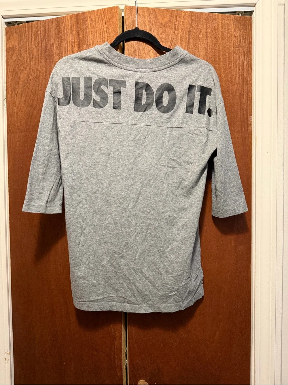 Nike Gray V-Neck 3/4 Sleeve with Swoosh Logo
